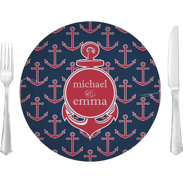 Custom All Anchors Glass Lunch / Dinner Plate 10" (Personalized)