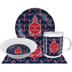 All Anchors Dinner Set - Single 4 Pc Setting w/ Couple's Names
