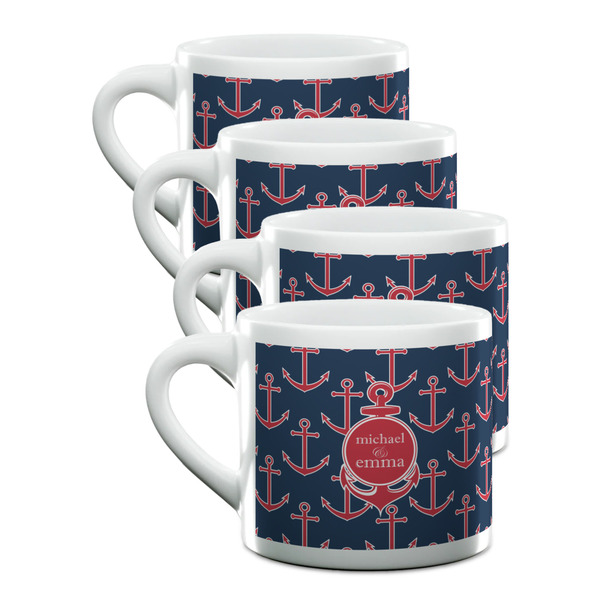 Custom All Anchors Double Shot Espresso Cups - Set of 4 (Personalized)