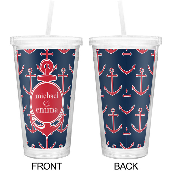 All Anchors Double Wall Tumbler with Straw - Approval