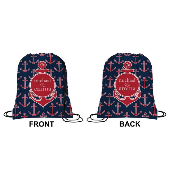 All Anchors Drawstring Backpack Front & Back Medium