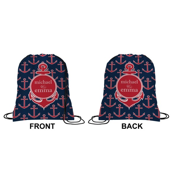 All Anchors Drawstring Backpack Front & Back Small