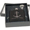 All Anchors Engraved Black Flask Gift Set