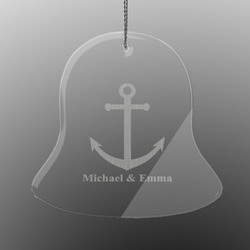 All Anchors Engraved Glass Ornament - Bell (Personalized)