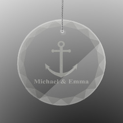 All Anchors Engraved Glass Ornament - Round (Personalized)