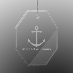 All Anchors Engraved Glass Ornament - Octagon (Personalized)