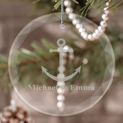 All Anchors Engraved Glass Ornament (Personalized)