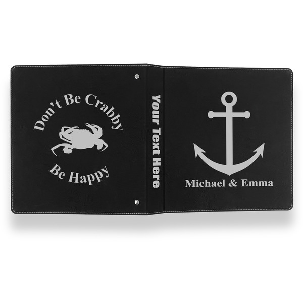 All Anchors Leather Binder - 1" - Black- Back Spine Front View
