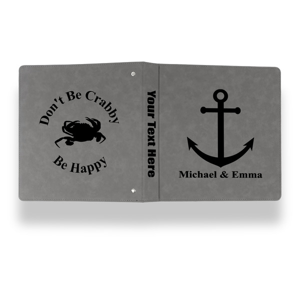 All Anchors Leather Binder - 1" - Grey - Back Spine Front View