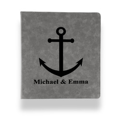 All Anchors Leather Binder - 1" - Grey (Personalized)