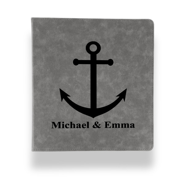 All Anchors Leather Binder - 1" - Grey - Front View