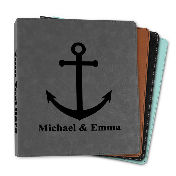 Custom All Anchors Leather Binder - 1" (Personalized)