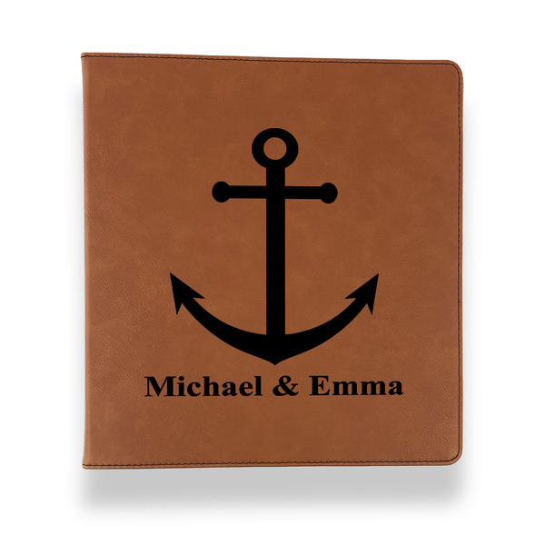 Custom All Anchors Leather Binder - 1" - Rawhide (Personalized)