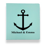 All Anchors Leather Binder - 1" - Teal (Personalized)