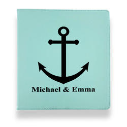 All Anchors Leather Binder - 1" - Teal (Personalized)