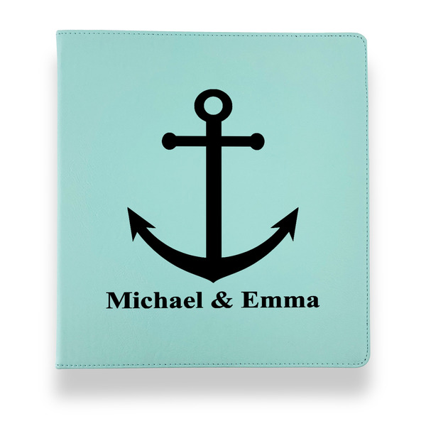 Custom All Anchors Leather Binder - 1" - Teal (Personalized)