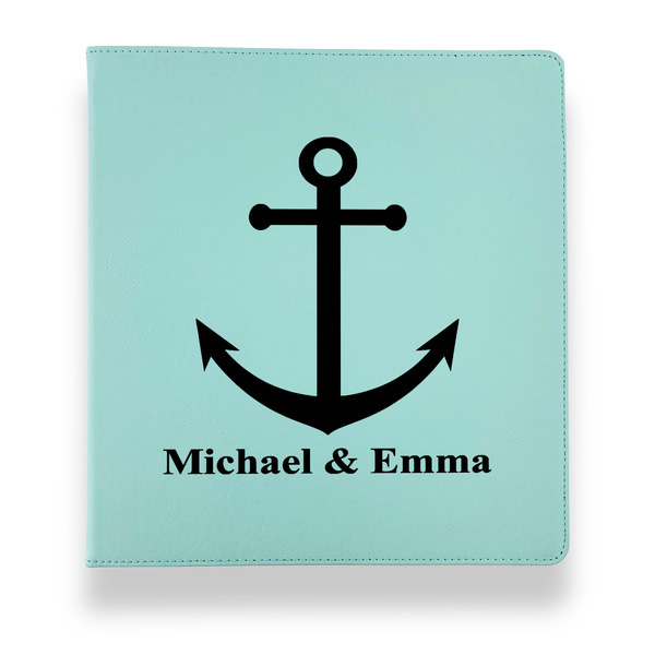 All Anchors Leather Binders - 1" - Teal - Front View