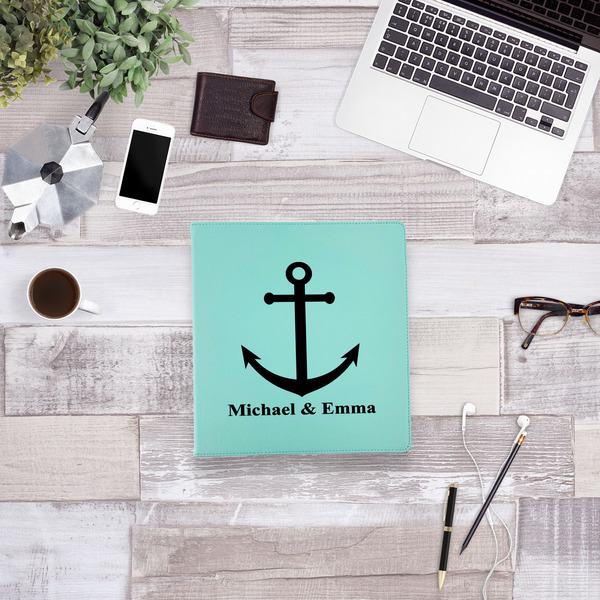 All Anchors Leather Binder - 1" - Teal - Lifestyle View