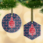 All Anchors Flat Glass Ornament w/ Couple's Names
