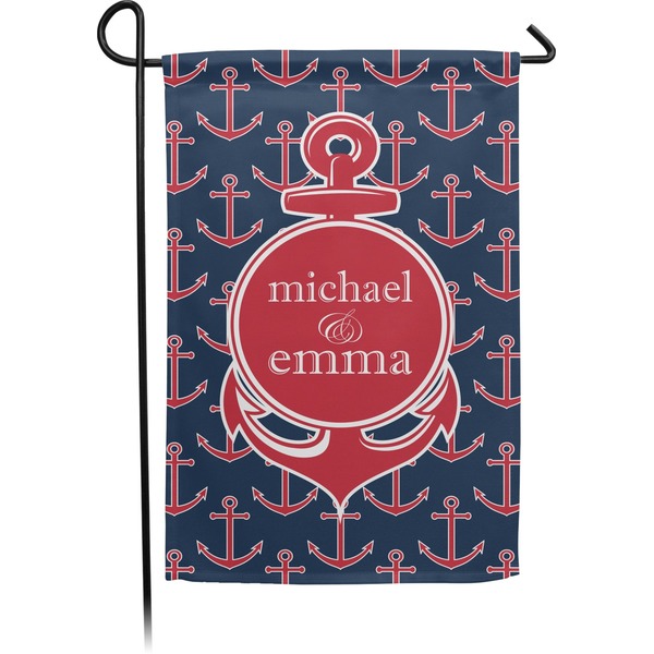 Custom All Anchors Small Garden Flag - Double Sided w/ Couple's Names