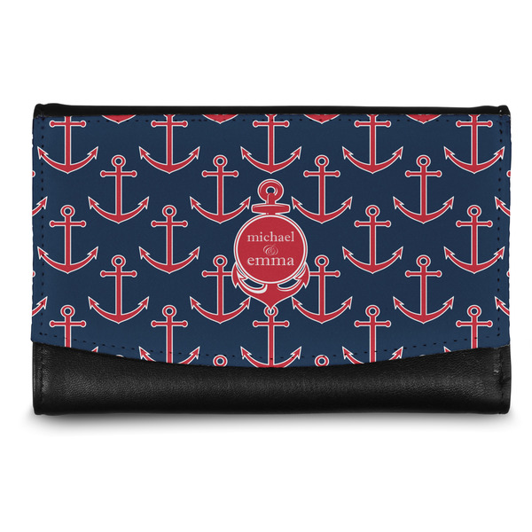 Custom All Anchors Genuine Leather Women's Wallet - Small (Personalized)