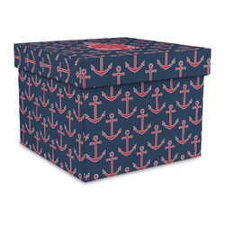 All Anchors Gift Box with Lid - Canvas Wrapped - Large (Personalized)