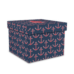 All Anchors Gift Box with Lid - Canvas Wrapped - Medium (Personalized)