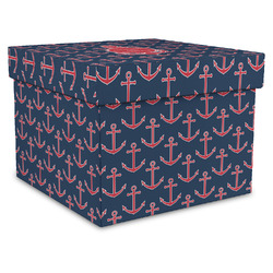 All Anchors Gift Box with Lid - Canvas Wrapped - X-Large (Personalized)