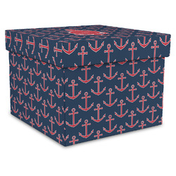 All Anchors Gift Box with Lid - Canvas Wrapped - X-Large (Personalized)