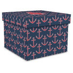 All Anchors Gift Box with Lid - Canvas Wrapped - XX-Large (Personalized)