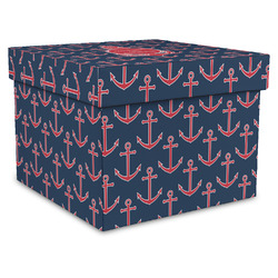 All Anchors Gift Box with Lid - Canvas Wrapped - XX-Large (Personalized)