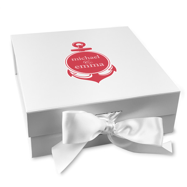 Custom All Anchors Gift Box with Magnetic Lid - White (Personalized)