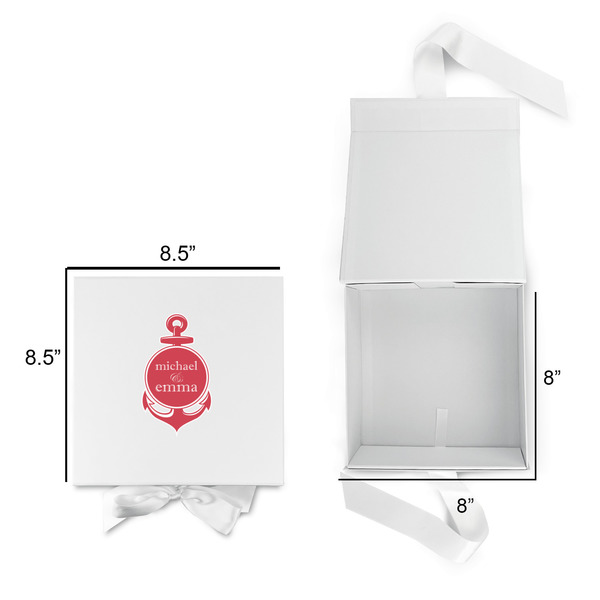 All Anchors Gift Boxes with Magnetic Lid - White - Open & Closed