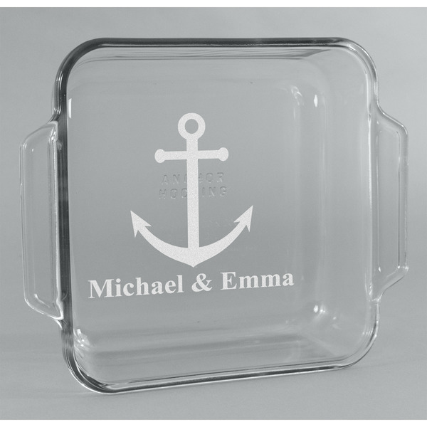 Custom All Anchors Glass Cake Dish - 8in x 8in (Personalized)