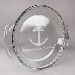 All Anchors Glass Pie Dish - 9.5in Round (Personalized)