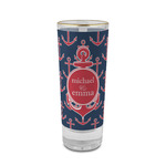 All Anchors 2 oz Shot Glass -  Glass with Gold Rim - Set of 4 (Personalized)