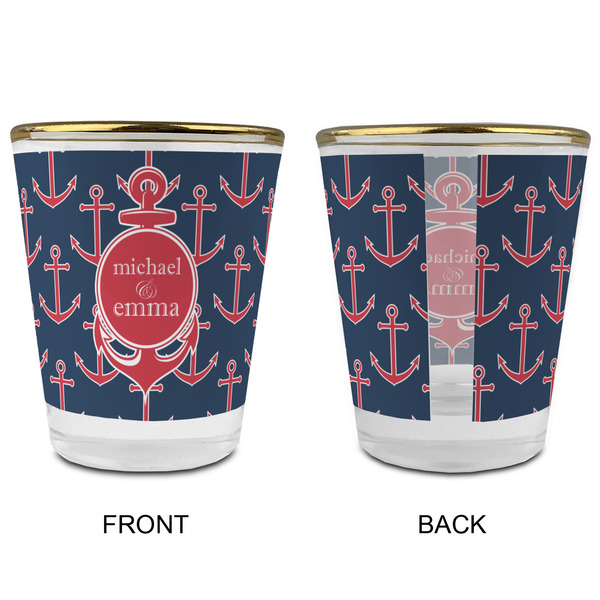 All Anchors Glass Shot Glass - with gold rim - APPROVAL