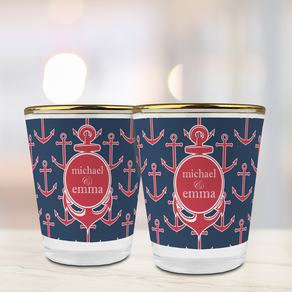 All Anchors Glass Shot Glass - with gold rim - LIFESTYLE