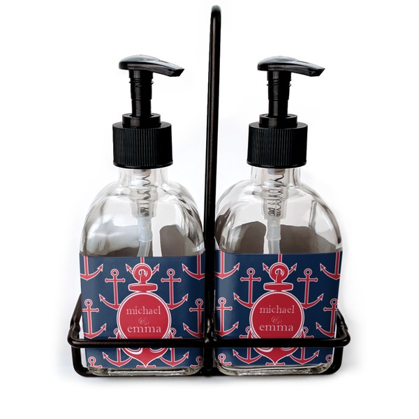 Custom All Anchors Glass Soap & Lotion Bottle Set (Personalized)