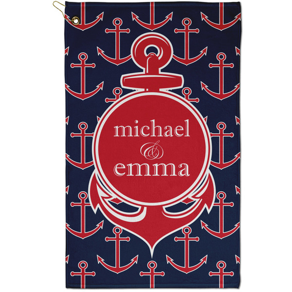 Custom All Anchors Golf Towel - Poly-Cotton Blend - Small w/ Couple's Names