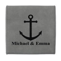 All Anchors Jewelry Gift Box - Engraved Leather Lid (Personalized)