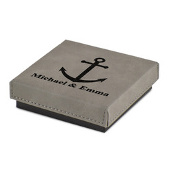 All Anchors Jewelry Gift Box - Engraved Leather Lid (Personalized)