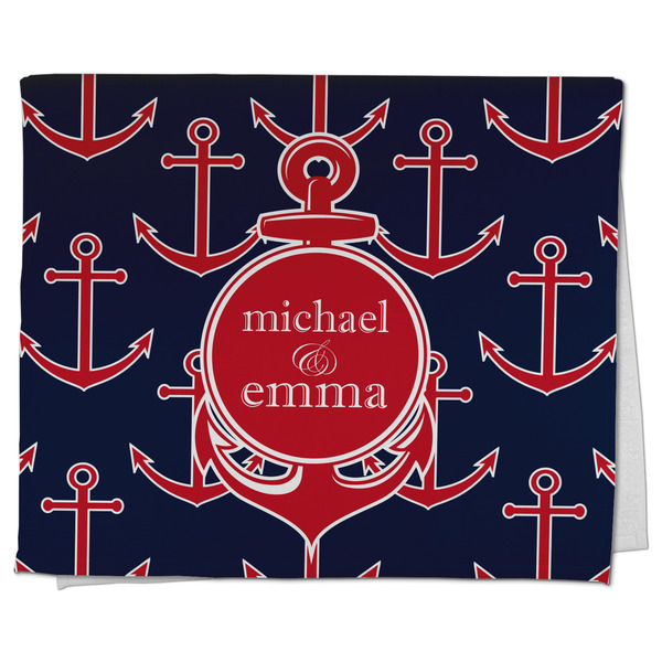 Custom All Anchors Kitchen Towel - Poly Cotton w/ Couple's Names