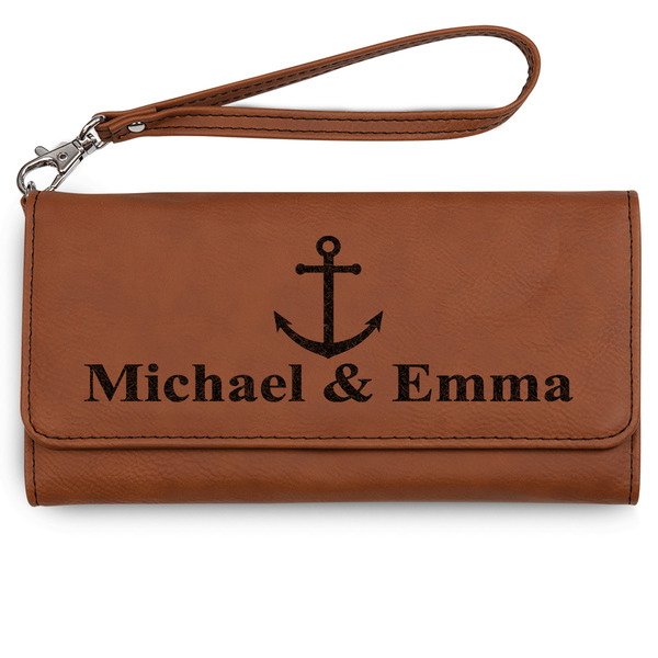 Custom All Anchors Ladies Leatherette Wallet - Laser Engraved - Rawhide (Personalized)