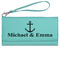 All Anchors Ladies Wallet - Leather - Teal - Front View