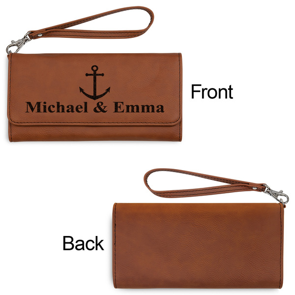 All Anchors Ladies Wallets - Faux Leather - Rawhide - Front & Back View