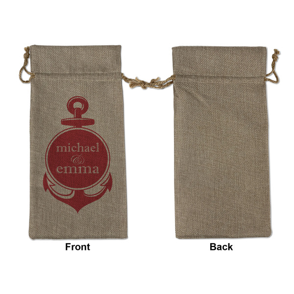 All Anchors Large Burlap Gift Bags - Front Approval