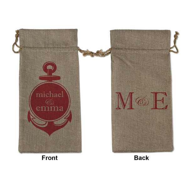 Custom All Anchors Large Burlap Gift Bag - Front & Back (Personalized)