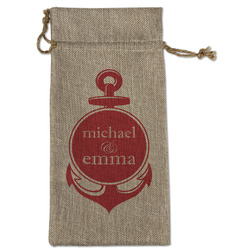 All Anchors Large Burlap Gift Bag - Front (Personalized)