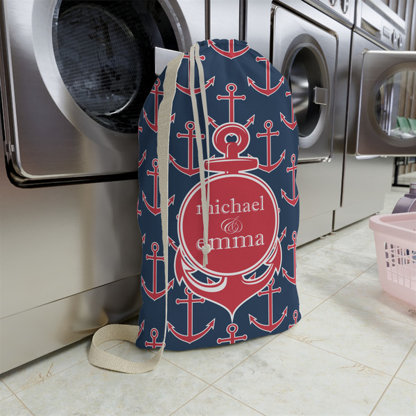 All Anchors Large Laundry Bag - In Context